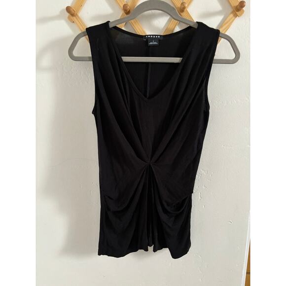 Trouvé Top Women's Small Black Sleeveless Blouse Twist Knot V Neck Workwear - Picture 2 of 6